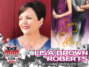 photo of Lisa Brown Roberts and book cover of Spies, Lies, and Allies