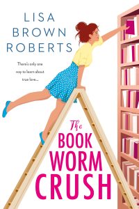 book cover showing girl on a ladder reaching for a book on a bookshelf